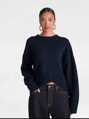 KBB by KAHLANA Women's 'The Asymmetric Sweater'- Dark Navy - XL